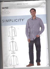 8753 SIMPLICITY - SHIRT - MENS Size 44 to 52