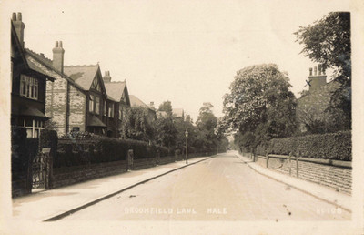 BROOMFIELD LANE, HALE - 1920er CHESHIRE RP POSTKARTE (6018/25/W7