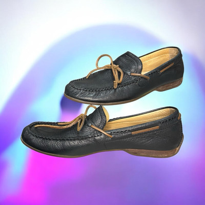 Frye Lewis Tie Leather Loafers Shoes Black Men Size 9.5 Slip  display picture 3