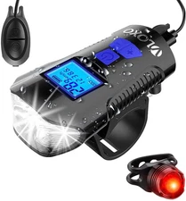 Bike Speedometer with LED Bike Light, USB Rechargeable Bicycle Computer with ...