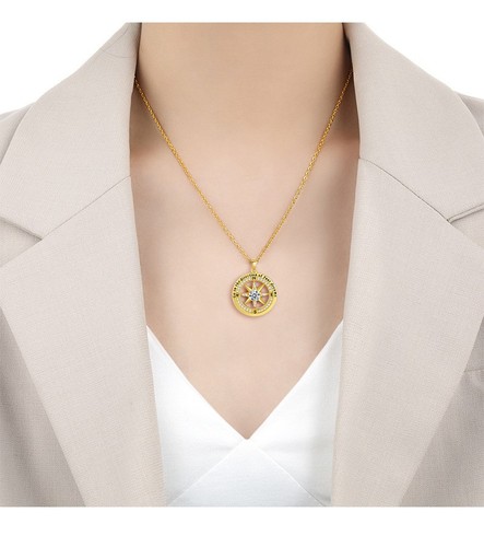 Compass English Pendant Octagonal Star Compass Necklace - Picture 12 of 23