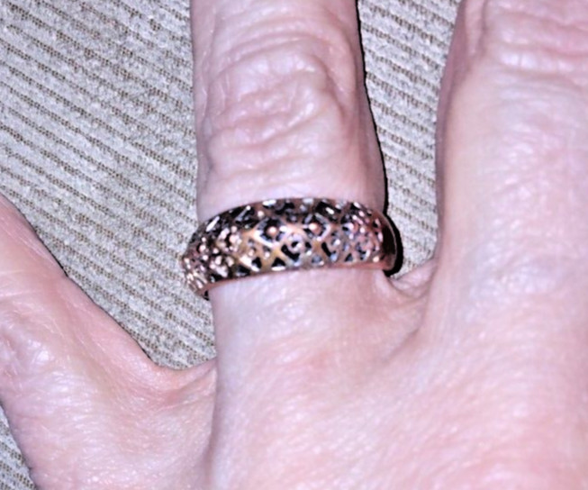 VINTAGE COPPER? OPENWORK OVER SOLID RING BAND 60s… - image 4