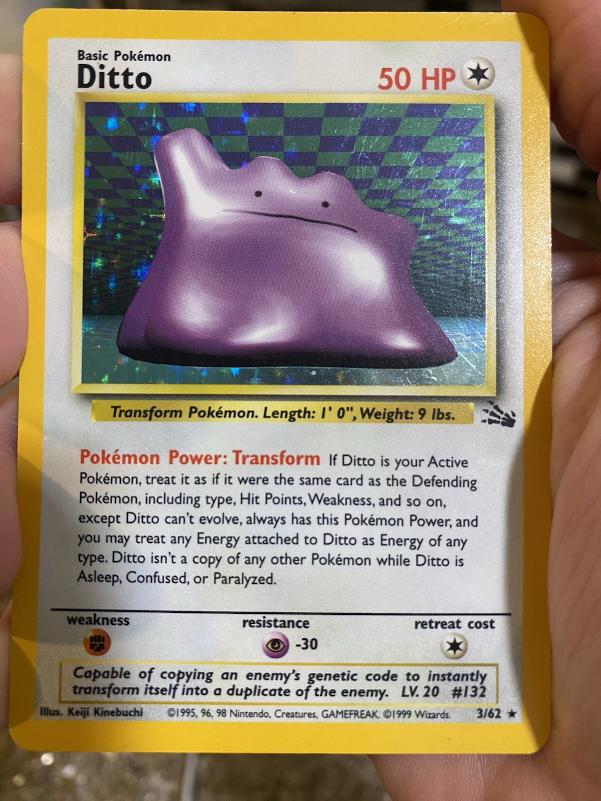 Pokémon TCG Ditto 3/62 Fossil Holo Rare Unlimited