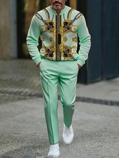 Men's Outfit 2 Piece Set Shirt Pants Suit PLUS SIZE BIG 5XL