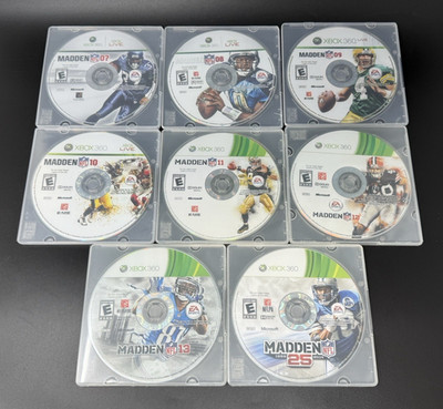 Madden NFL 07, 08, 09, 10, 11, 12, 13 & 25 Lot (Microsoft Xbox 360) *DISCS ONLY*