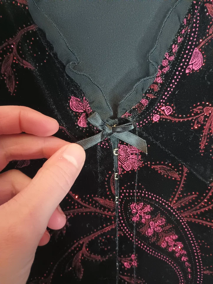 Moda Bug Mujer Capricho Terciopelo Corsé Top XL Volantes Arco Hada Grunge Foto 4 de 4