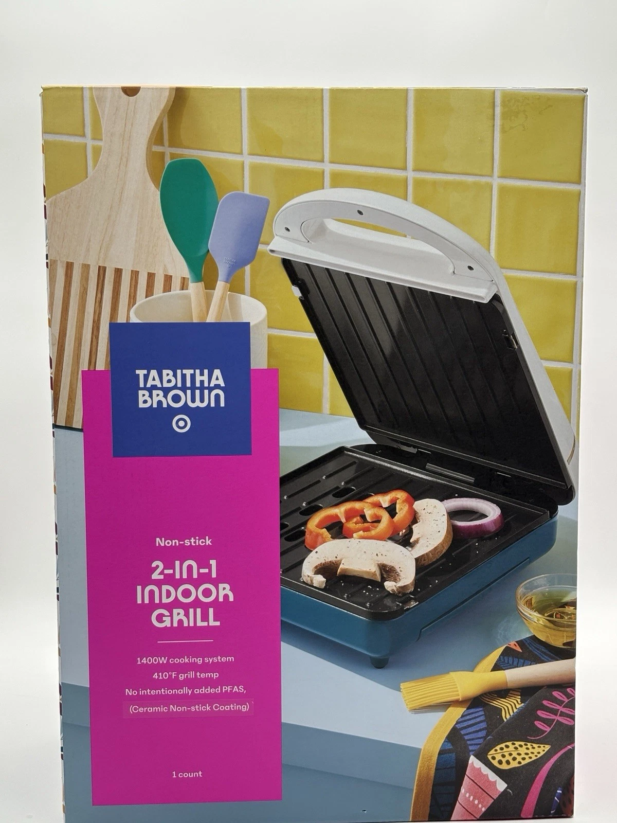 Non-Stick Indoor Grill Dark Teal Blue - Tabitha Brown for Target, New