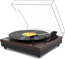 VInYL MUSIC ON Retro Bluetooth Record Player with Dual Stereo Built-in Speakers