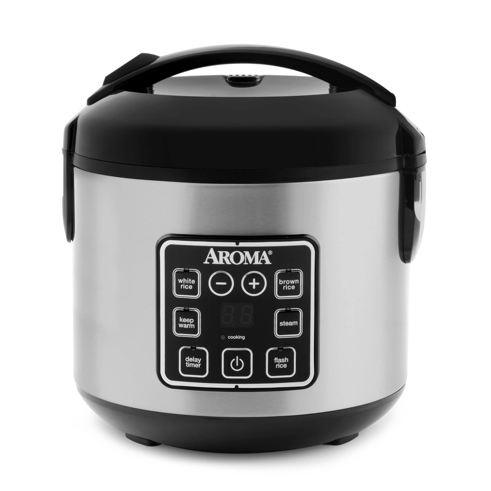 AROMA Digital Rice Cooker, 4-Cup 4 Cup Uncooked / 8 Cooked, Silver