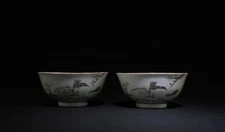 Antique Pair of Fencai Bowls