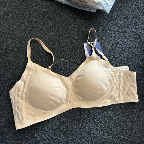 Honeylove Bra Sand Silhouette Wireless Remove Pads Back SZ Medium 36 B/C