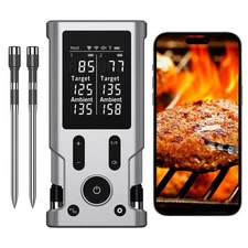 Wireless Meat Thermometer, 800FT Bluetooth Cooking Thermometer, 2 Ultra-Thin ...