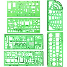 6 Pieces Plastic Measuring Templates 24.99 cm x 10.01 cm, Clear Green