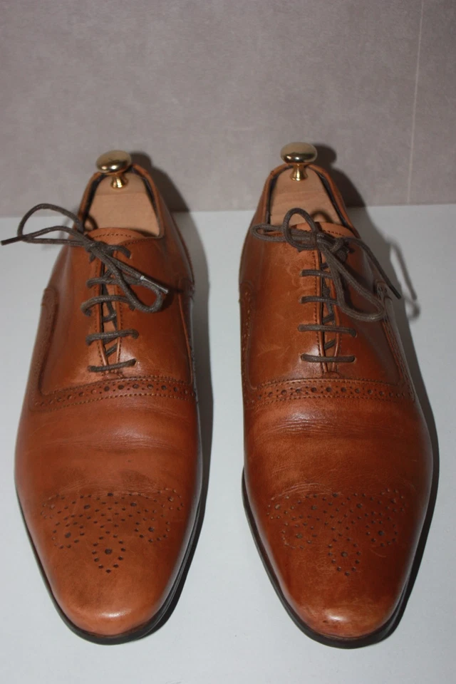 PIERRE CARDIN Derby à Lacets Cuir Marron Taille 42 BE - Photo 2/4