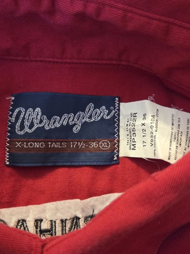 Wrangler X- Long Tails Copenhagen Pro Rodeo Long Sleeve Button Shirt Mens XL Red - Picture 9 of 10