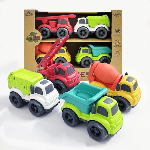 Toddler Car Toys for 1-3 Year Old, 4 Pcs Dump Truck and Mixer...