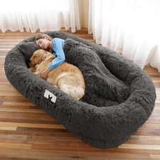 Human Dog Bed for Adult, 71"X45"X12" Giant Calming Nest Bed, Dark Grey