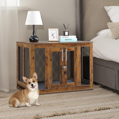 Dog Crate For Medium Dogs Furniture Tray Modern Rustic Design - Picture 8 of 12