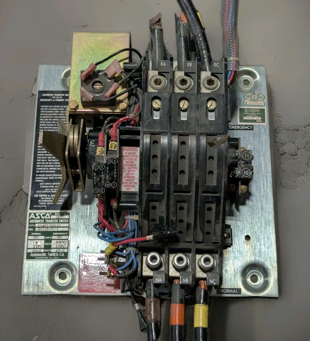 Asco C940315099XC 940315099XC 954638 480Y/277V 150A Automatic Transfer Switch...