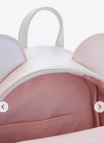 Mini zaino Disney Loungefly Minnie Mouse rosa perla irridescente nuovo con etichette - Foto 4 di 4