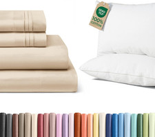 King Size 4-Piece Sheet Set  2 Cotton Pillows -