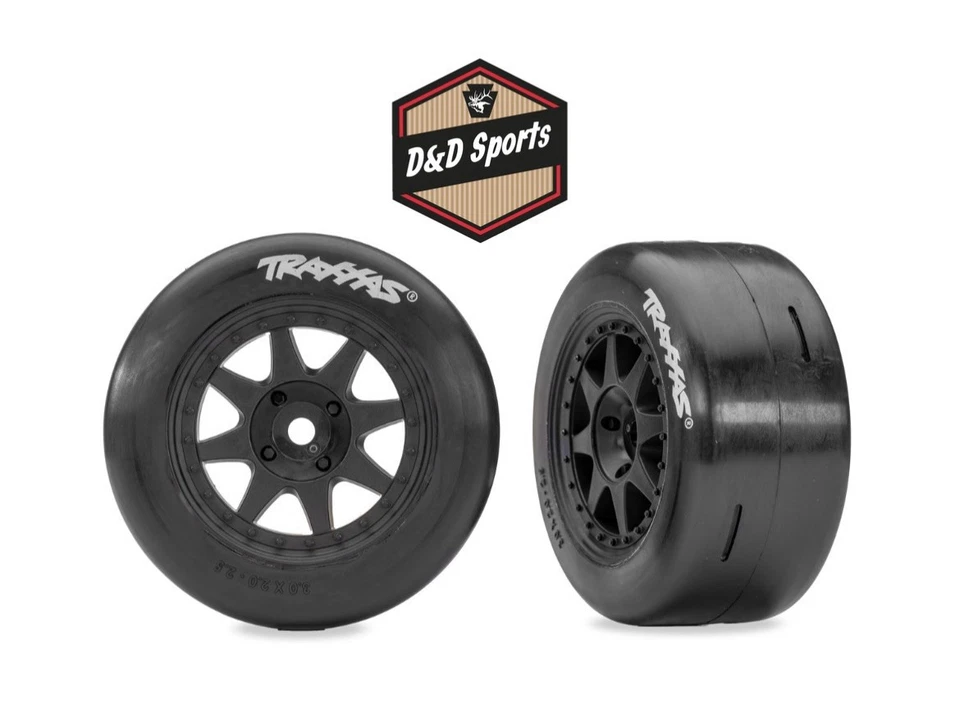 Traxxas 10875-BLK - Black Rear Mini Rally Wheels w/ Slick Tires (Soft) (2) - Image 1 of 1