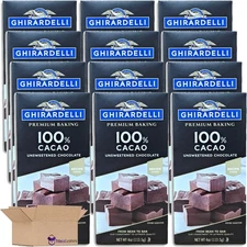 Premium Baking 100% Cacao Unsweetened Chocolate Bar Value Pack, 4 Oz | 12 Bars