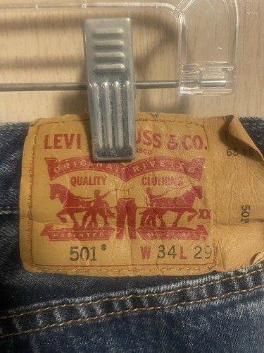 Levi’s Rare 501 Button Fly Circle R Tag Jeans Denim Mexico Mens Sz 34 X 29 - Picture 6 of 11