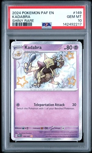 2024 POKEMON PAF EN-PALDEAN FATES SHINY RARE #149 KADABRA PSA 10