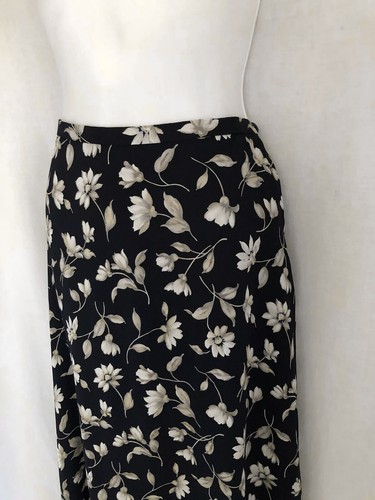 Jones New York Silk Maxi Skirt Vintage Navy Blue Floral NWT Size Medium - Picture 2 of 8