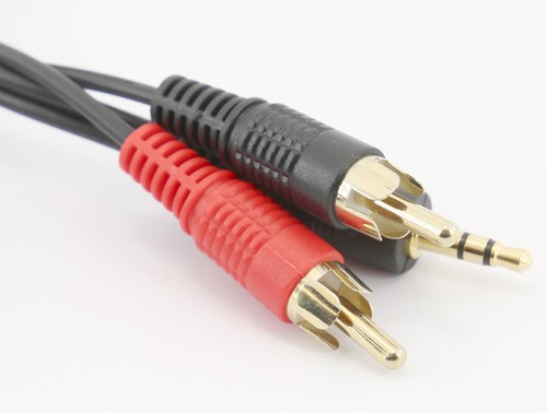 Jack stereo 2 m a due 2 phonos RCA cavo oro cavo PC O laptop suono a TV - Foto 3 di 11