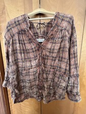Free People We The Free Brown Plaid Top With ...