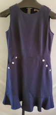 NWT Ann Taylor Loft Blue Polyester Sleeveless Sheath Ruffle Dress 6