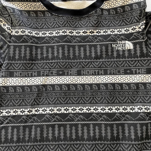 The North Face Holiday Nordic Waffle Shirt Womens Large Gray Fair Isle Shirt NWT - Picture 15 of 15