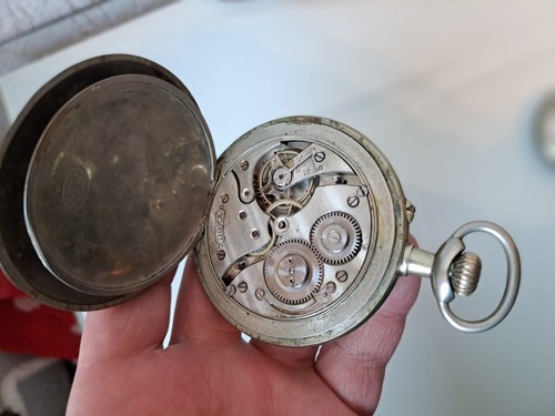 erotische Uhr / bewegliches Zifferblatt , alte , große Taschenuhr Doxa , Geschah - Bild 7 von 9