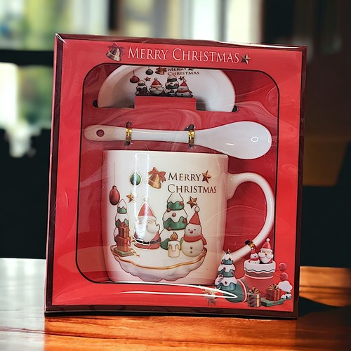 Festliche Keramik Kaffeebecher Geschenkset mit Teller & Löffel Urlaub Trinkgeschirr - Bild 32 von 43