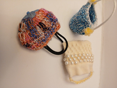 3 Crochet purses for Barbie and Compatible Dollls - OOK -Handmade- New