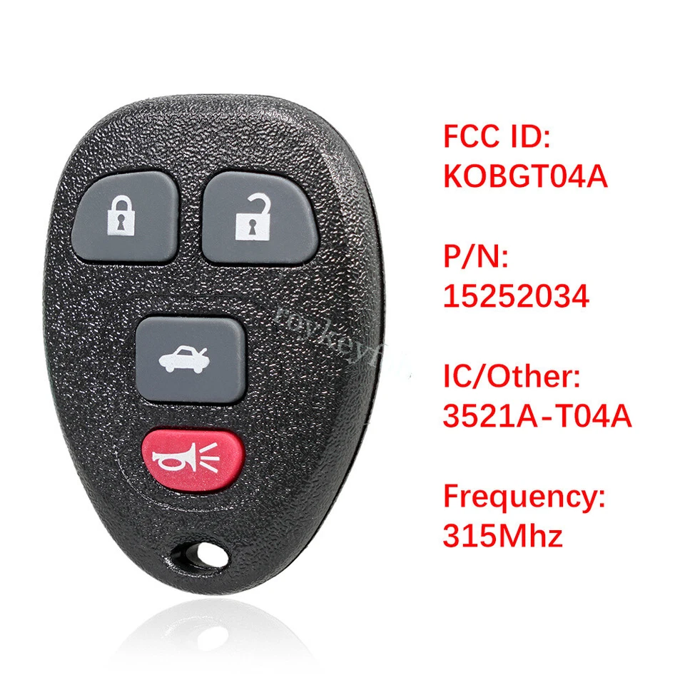 2 Llavero de coche con control remoto sin llave para Saturn Sky 2007 2008 2009 2010 KOBGT04A Foto 2 de 4