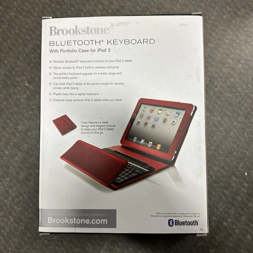 Teclado Brookstone Bluetooth con funda portafolio para Apple iPad 2 ROJO Foto 2 de 2