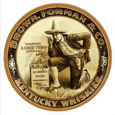 Brown Forman Whiskies Bar Reproduction Metal Sign 14x14 Round