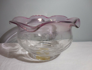 Lenox Floral Etched Spirit 7" Round Bowl Amethyst Crystal  2003