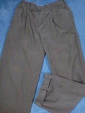 Vintage Polo Ralph Lauren Pants Mens 34x30 Brown Corduroy Pleated Cuffed