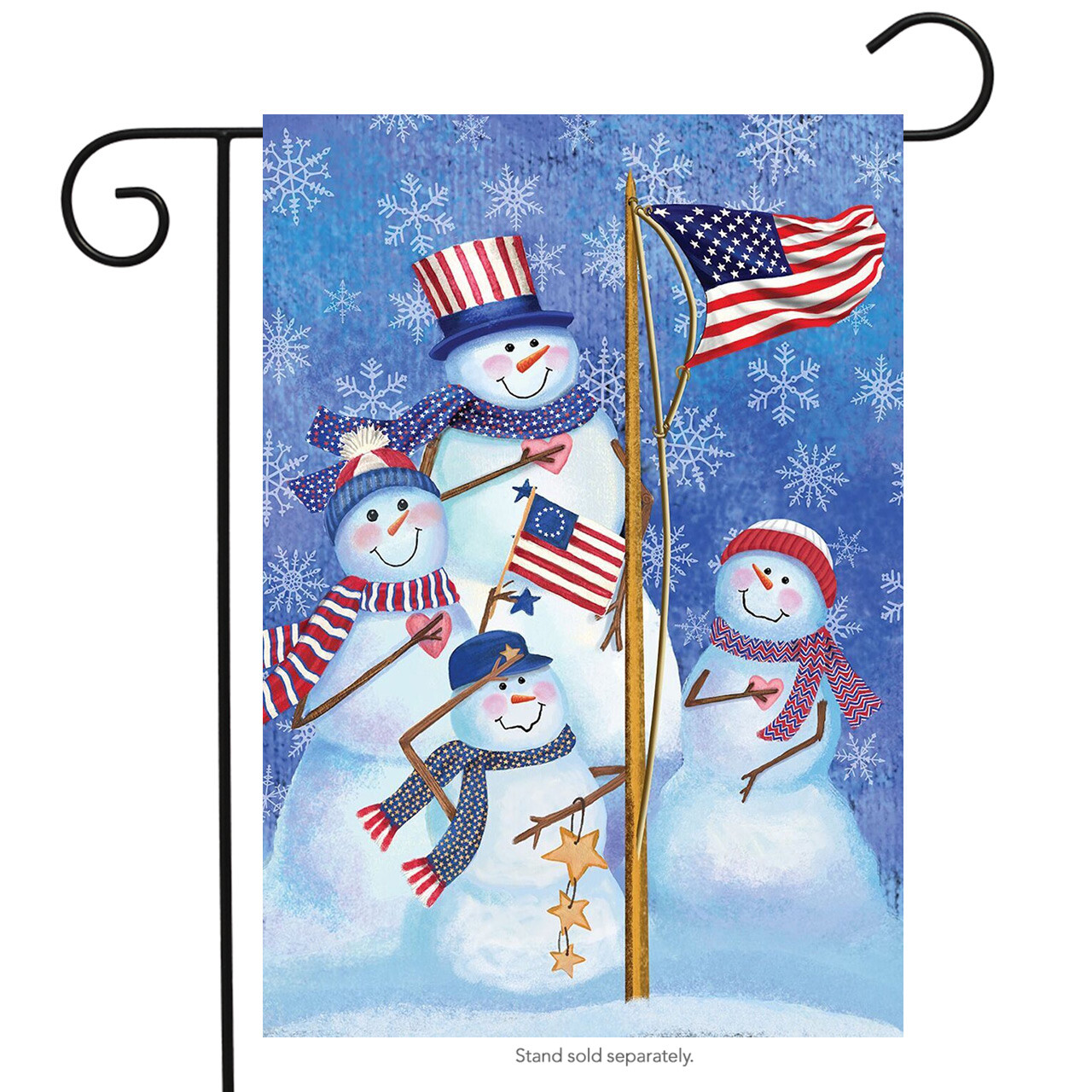Patriotic Snowmen Winter Garden Flag American Flag Snowman Family 12.5" x 18"