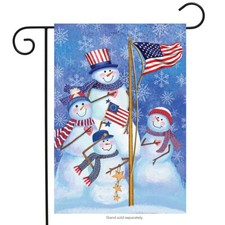 Patriotic Snowmen Winter Garden Flag American Flag Snowman Family 12.5" x 18"