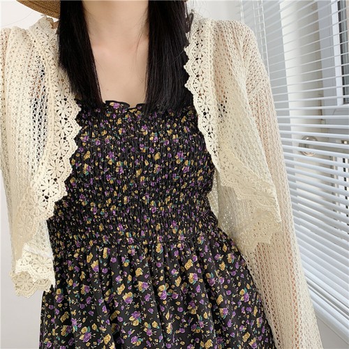 Girl Lace Cardigan Shrug Bolero Coat Jacket Cropped Tops Hollow Out Front Open - Picture 5 of 17