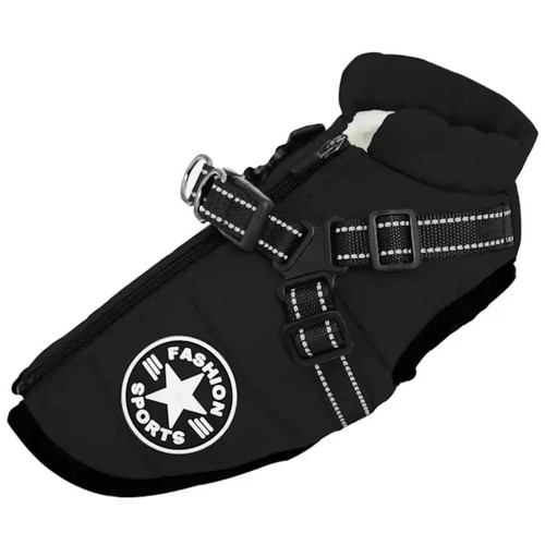 Warm Pet Dog Coat Padded Jacket - Waterproof With Adjustable Reflective Harness - Picture 2 of 18