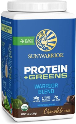 Sunwarrior Warrior Blend Organic Vegan Protein Powder BCAA Unflavored 1.65 lbs