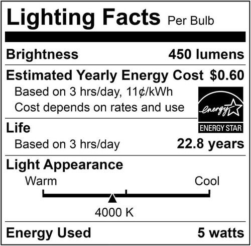 Euri Lighting LED A19 Bulb Dimmable 5W 450lm 4000K Medium Base (E26) Pack of 24 - Picture 6 of 7