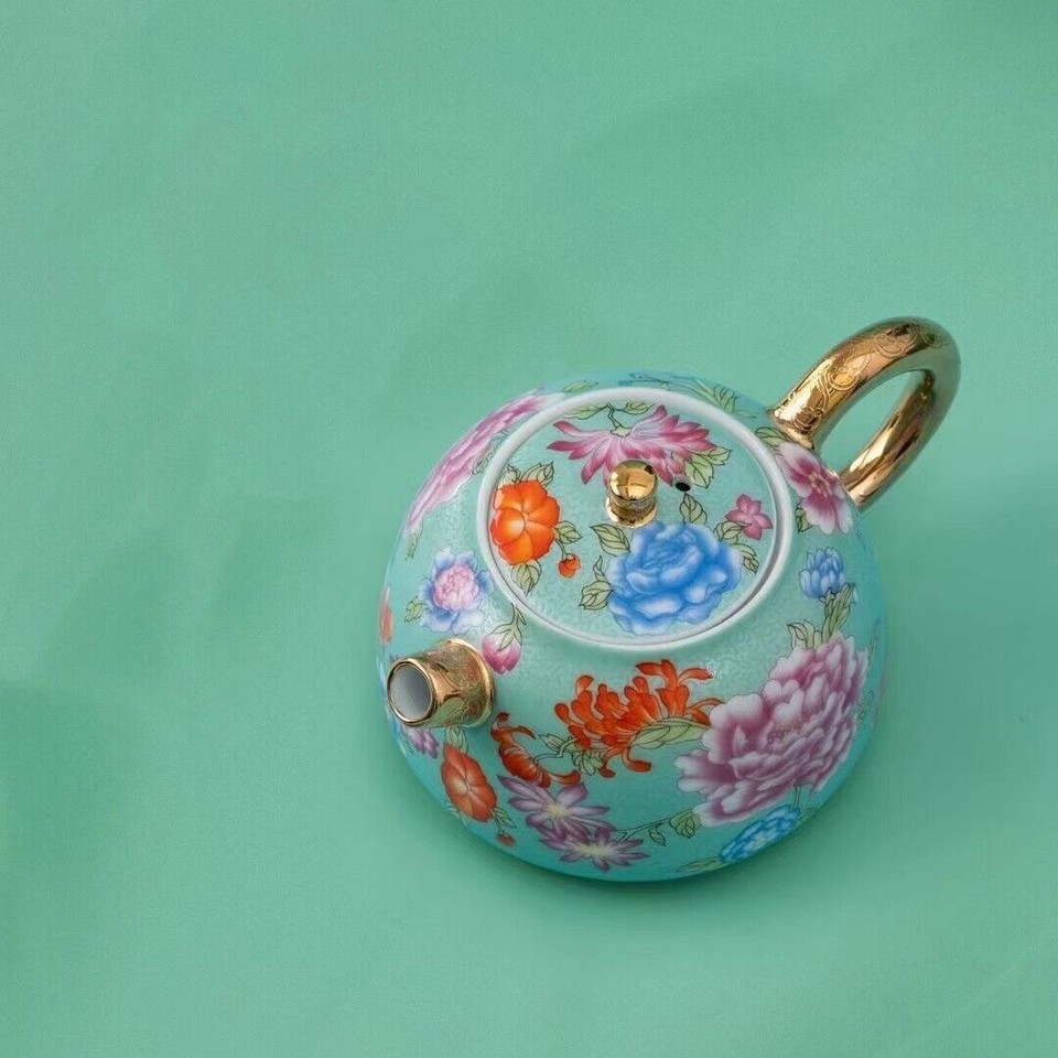 Color Enamel Porcelain Tea Pot Matching Tea Cup Ceramic Tea Set