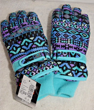 Thermolite Girls Aqua Blue Black Multicolor Snow Gloves Children's Place L-XL